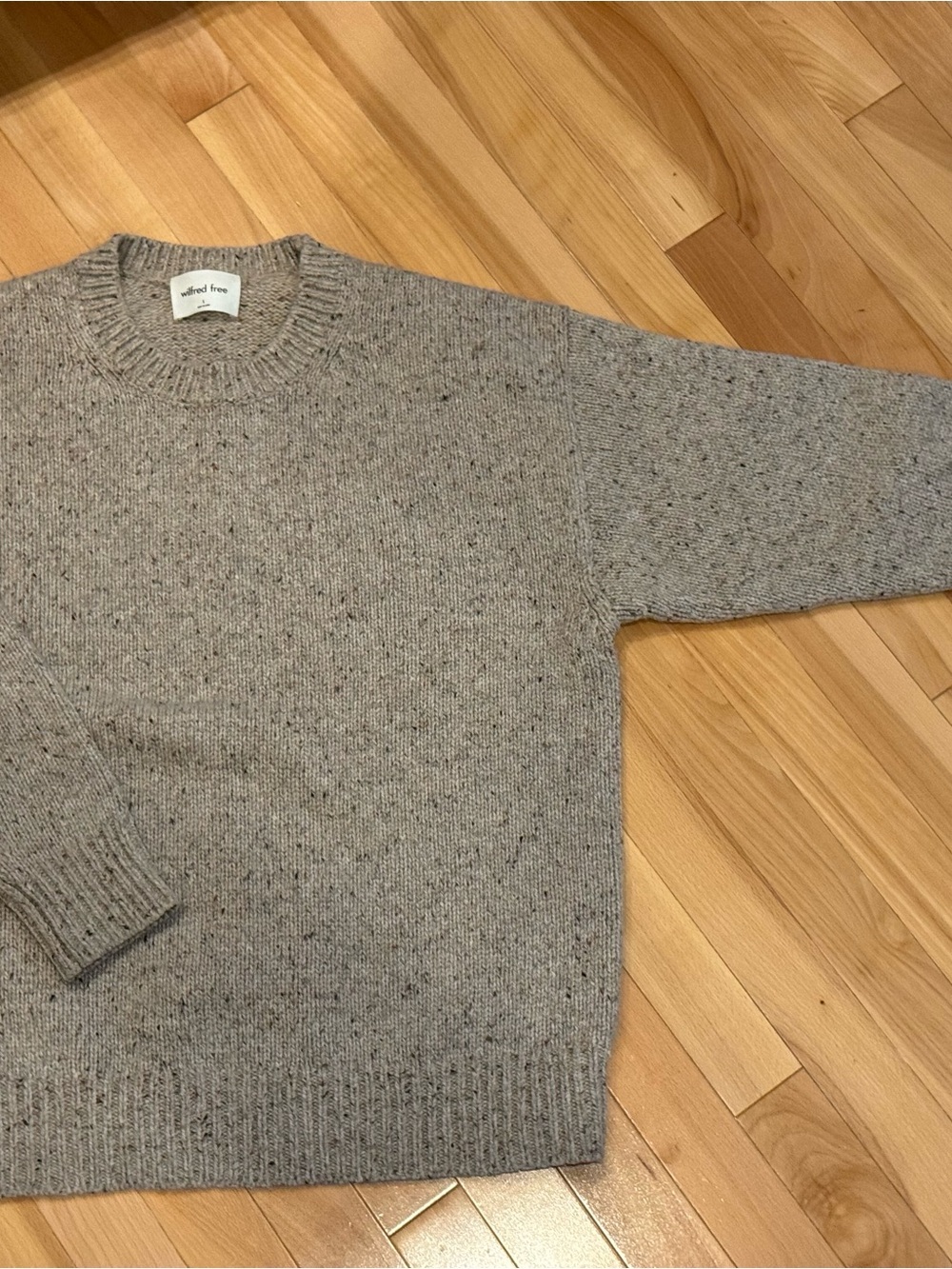 Wilfred Grey Speckled Knit Crewneck Sweater